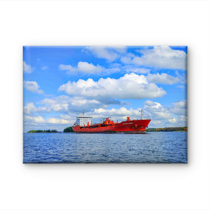 Atlantic Spirit — Red Tanker on the St. Lawrence River Photography Print - Byeutifull Art