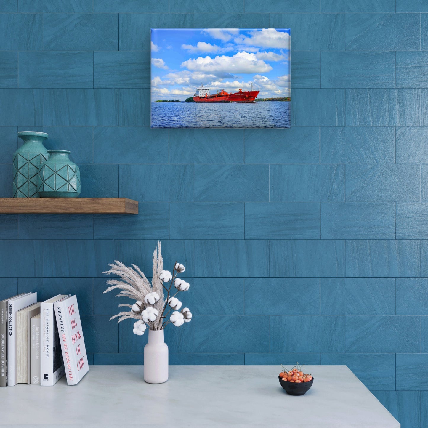 Atlantic Spirit — Red Tanker on the St. Lawrence River Photography Print - Byeutifull Art