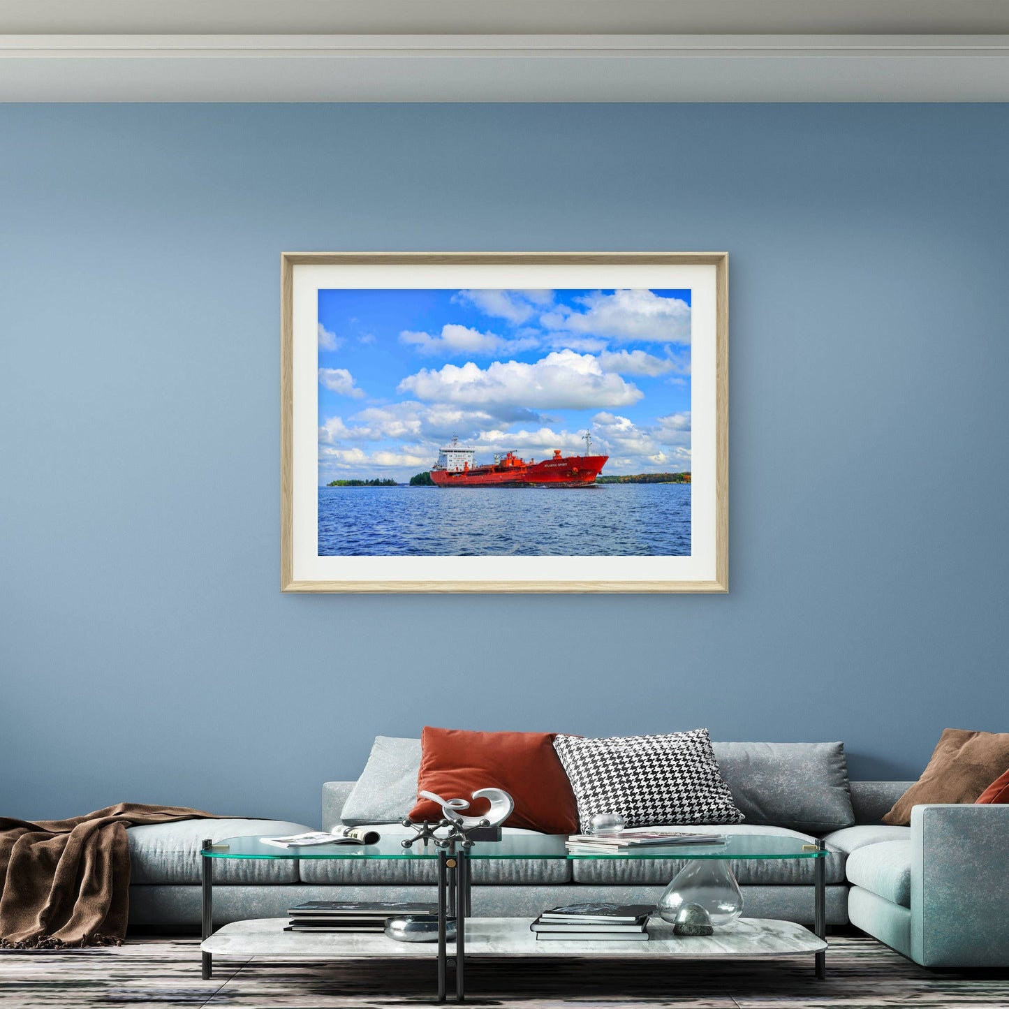 Atlantic Spirit — Red Tanker on the St. Lawrence River Photography Print - Byeutifull Art
