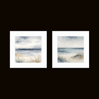 Sand Beach – Soft Coastal Wall Art Print Set of 2 - Byeutifull Art