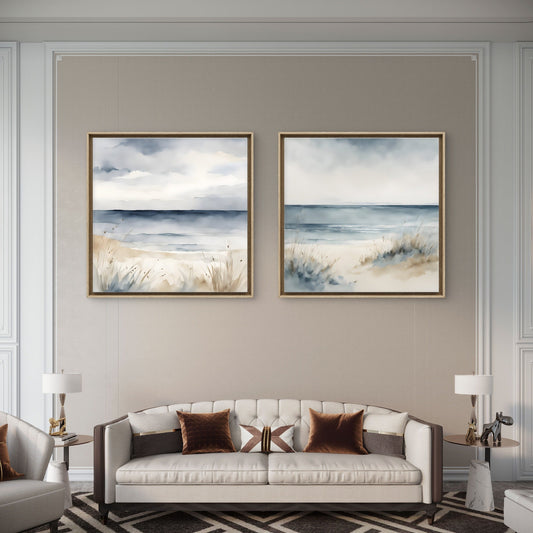 Sand Beach – Soft Coastal Wall Art Print Set of 2 - Byeutifull Art