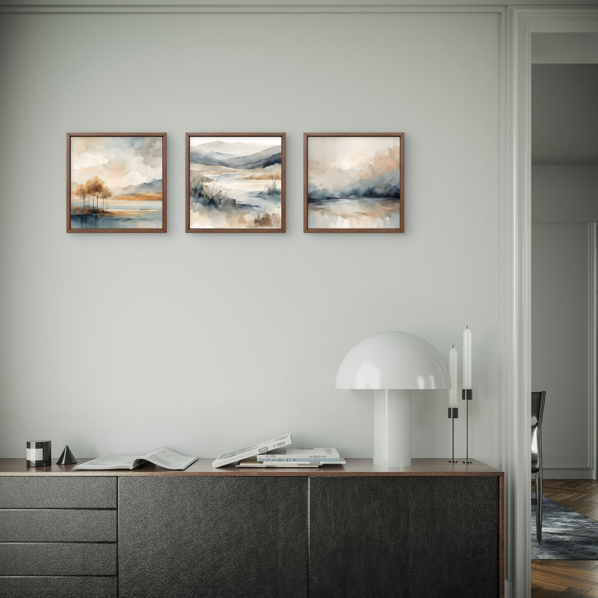 Soft Horizon – Minimalist Wall Art Set of 3 - Byeutifull Art