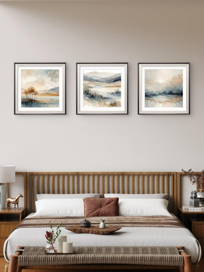 Soft Horizon – Minimalist Wall Art Set of 3 - Byeutifull Art