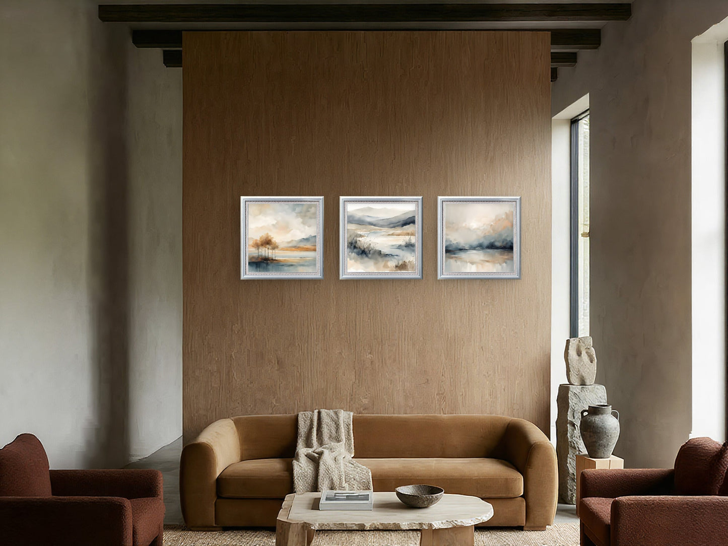 Soft Horizon – Minimalist Wall Art Set of 3 - Byeutifull Art