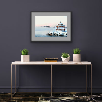 Wooden Gazebo on a rocky outcrop over St. Lawrence River - Byeutifull Art