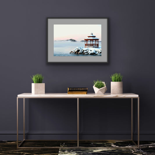 Wooden Gazebo on a rocky outcrop over St. Lawrence River - Byeutifull Art